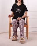 ست تیشرت و شلوار پلنگی ستاره صورتی کد 2730