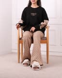 ست بلوز و شلوار استین بلند تدی مشکی کد 2601