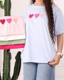 تیشرت قواره دار سه قلب گلدوزی کد 2995