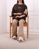 تیشرت و شلوار آستین تدی قهوه ای کد 2612