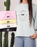 تیشرت باکسی خرس کار شده کد 2990