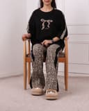 تیشرت و شلوار پلنگی مشکی تک پاپیون کد 2753