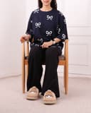 ست تیشرت و شلوار پاپیون گره ای کد 2737