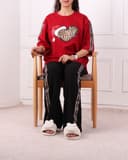 ست تیشرت و شلوار کلاه بابا نوئل کد 2629