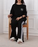 ست تیشرت و شلوار تنیس بغل خط دارمشکی کد2665