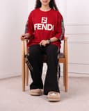 ست تیشرت و شلوار فندی بغل نوار کد 2749