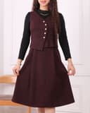 پیراهن 5دکمه زرشکی /مشکی یلدایی کد 2699