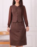 پیراهن پشمی قهوه ای با آستین حریر کد 2698