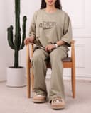 ست تیشرت و شلوار باکسی سنجاق مرواریدی کد 2784