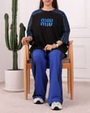 ست تیشرت و شلوار میومیوسه خط آبرنگی کد2863