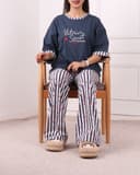 ست تیشرت وشلوار بگ سکرت سرمه ای کد 2676