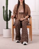 ست تیشرت و شلوار سبد و خرس فندی کد 2853