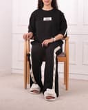 ست تیشرت و شلوار الو نوار سفید کد 2582