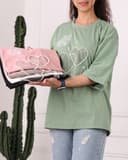 تیشرت باکسی قلب مرواریدی کد2771