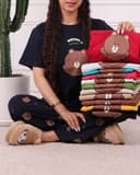 ست تیشرت و شلوار تدی قهوه ای کد 2829