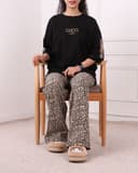 ست تیشرت و شلوار آستین تدی ببری مشکی کد 2759