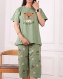 ست تیشرت وشلوارک خرس قهوه ای کد 2679