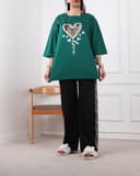 ست تیشرت وشلوار بگ پلنگی قلب کد 2403