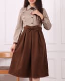 پیراهن گرم و پاییزه قهوه ای کد 2695